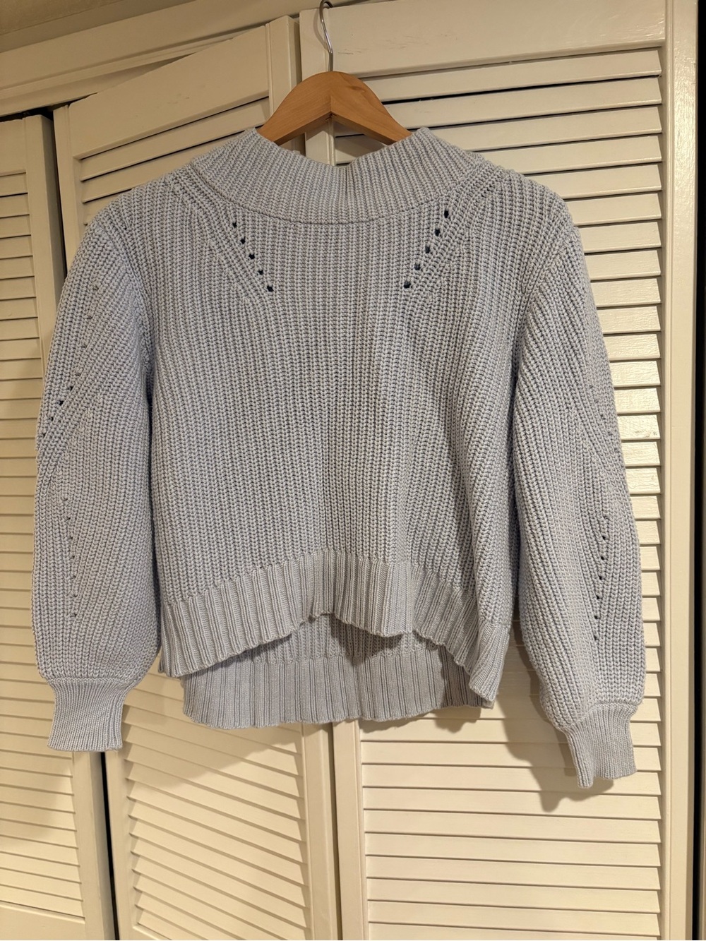 J. Crew Light Blue Ribbed Knit Cotton Crewneck Sweater